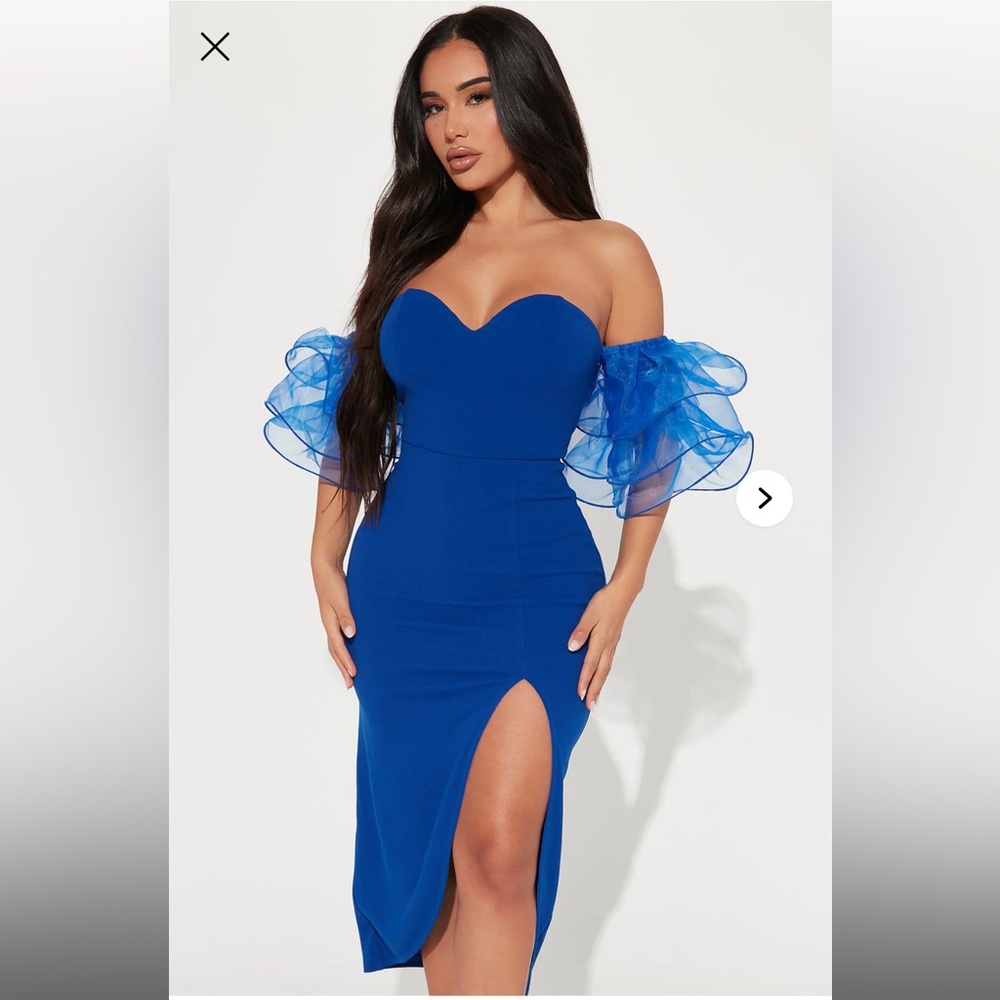 Elegant Blue Off-Shoulder Dress